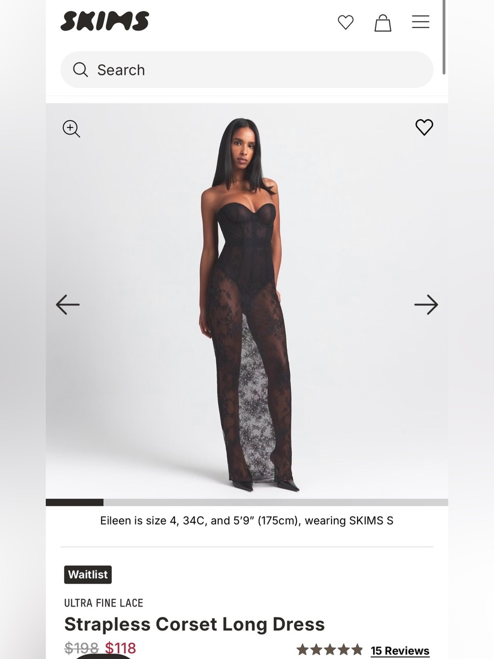 SkIMS Ultra Fine Lace Corset Dress